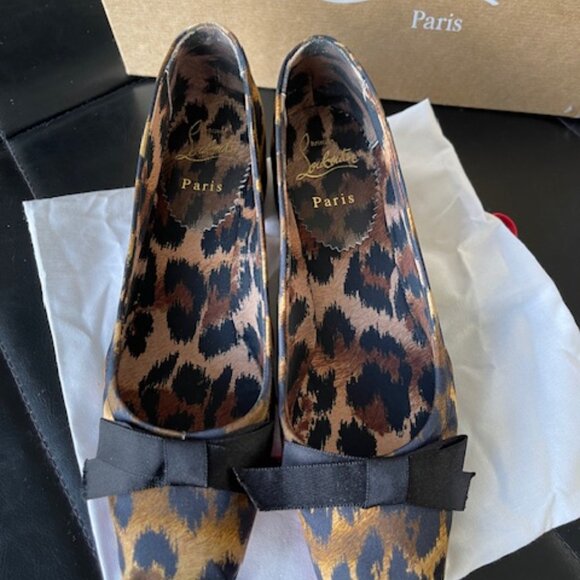 NEW Christian Louboutin Mama Flirt 30 Leopard print Ballet kitten heel 7.5 - Picture 2 of 11